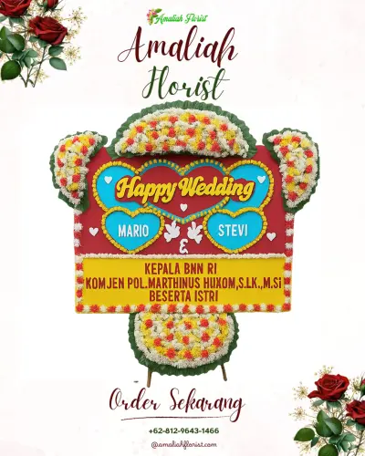 Karangan Papan Bunga Pernikahan di Sigaluh